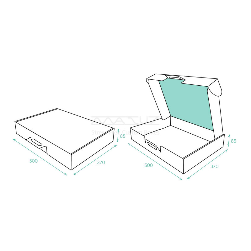 Aaltopahvinen salkkupakkaus kahvalla